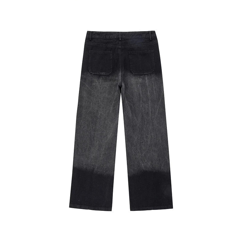 rainbowtouches men jeans unisex pants high street hip hop loose casual couple cargo straight patchwork gradient casual pants military streetwear pants