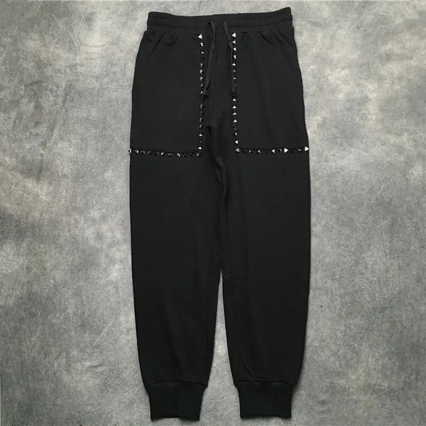 high new novelty cotton luxury men metal rivets pockets comfortable classic paisley 4 white casual pants sweatpants thicken m2 sporty tapered joggers
