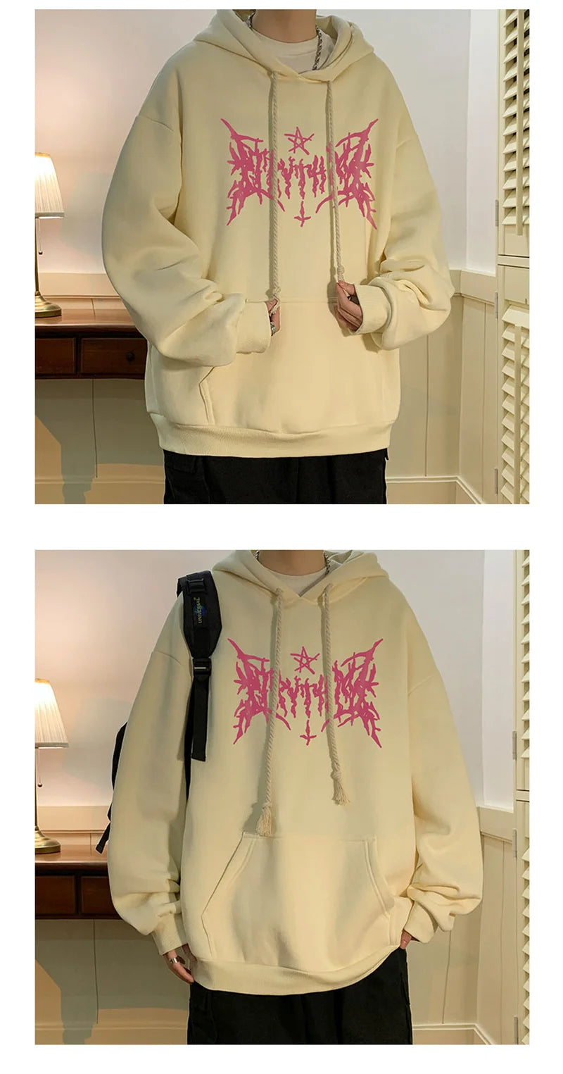 American Goth Printed Mens Pullover Hoodies Hip Hop Fashion Oversized