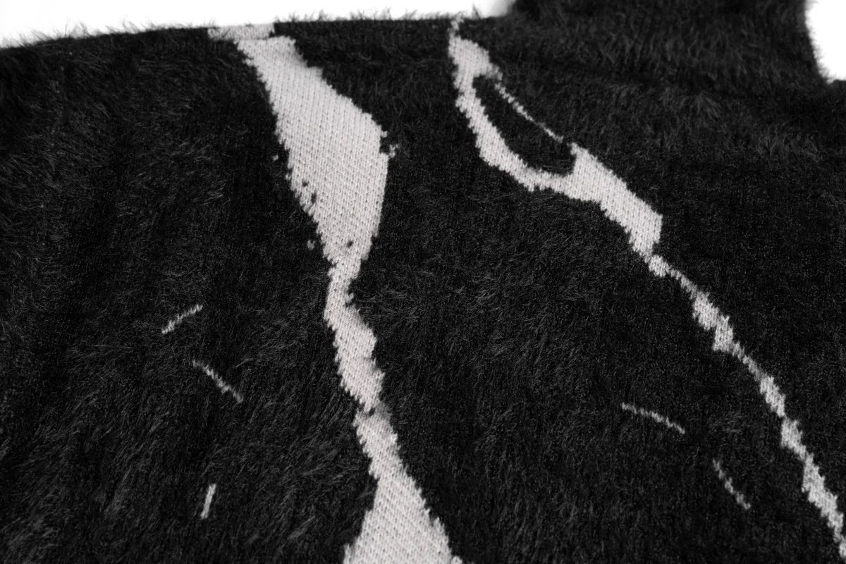 mens sweater fashion cross lines harajuku streetwear hip hop warm hairy knitted high neck sweaters unisex knit sweater jumpers - unisex casual winter pullover, anime inspired graphic hoodie, trendy hip hop fashion hoodie