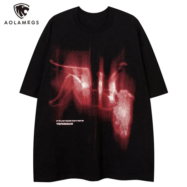 Vaporwave Graphic tee – Hip Hop Graffiti Printed Short Sleeved Retro American T Shir