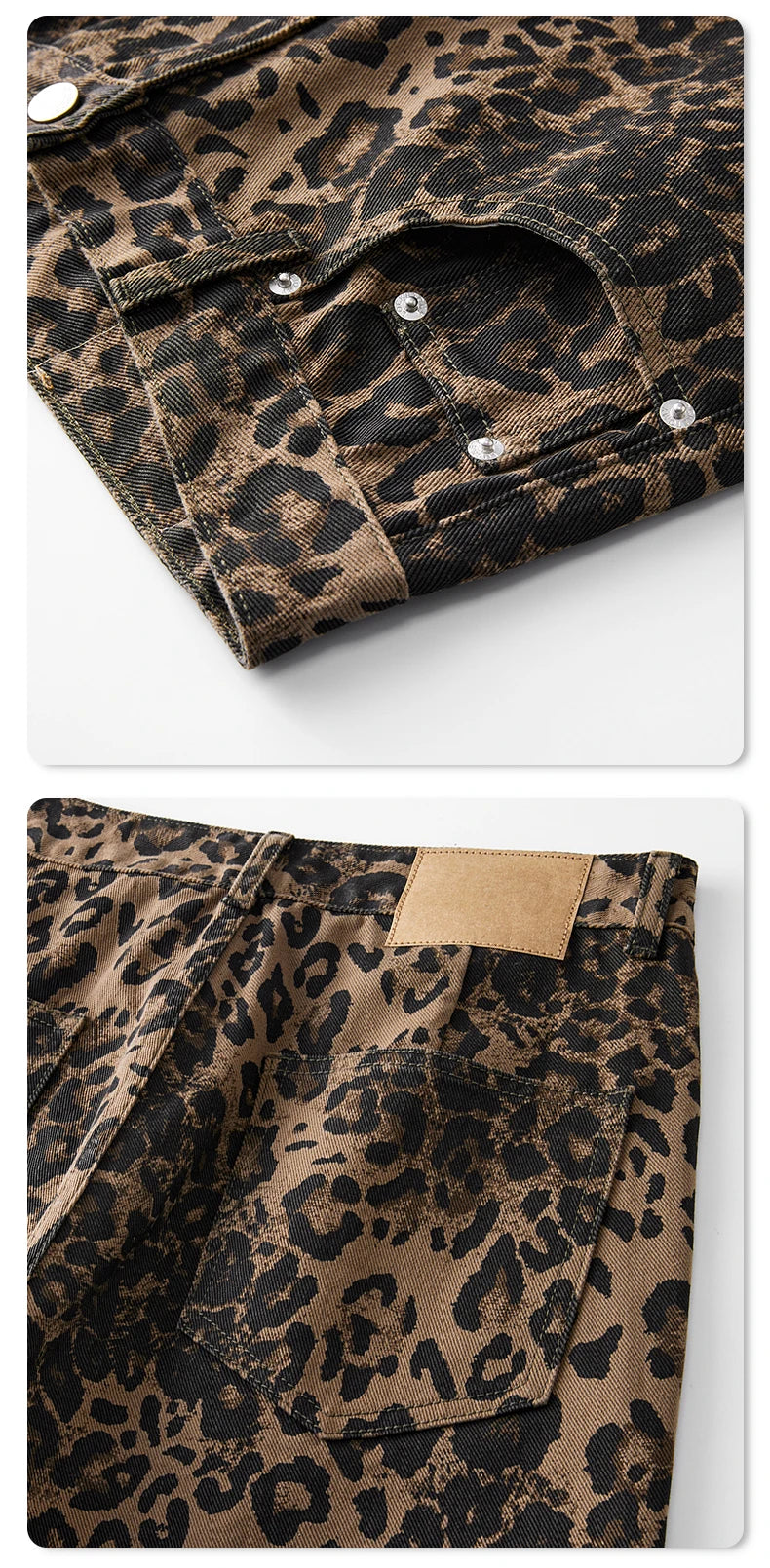 men leopard print denim loose casual plus size baggy jeans women streetwear hip hop straight y2k jeans pants trousers unique jeans style 1788