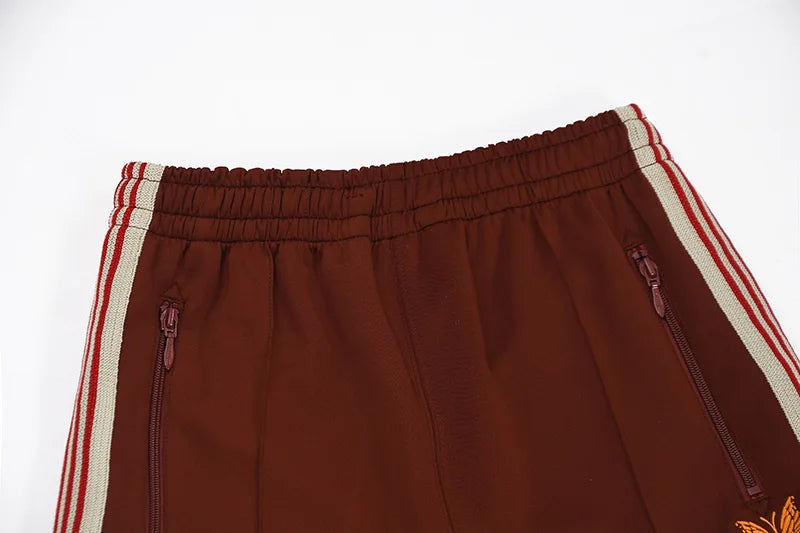 good quality brown motion casual pants men woman lovers trend side edge weaving embroidery drawstring loose trousers unique default style 5014