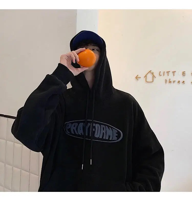 Trendy American Ins Green Hooded Sweatshirt for Men in Autumn 2024 New Trendy Brand Loose Y2K
