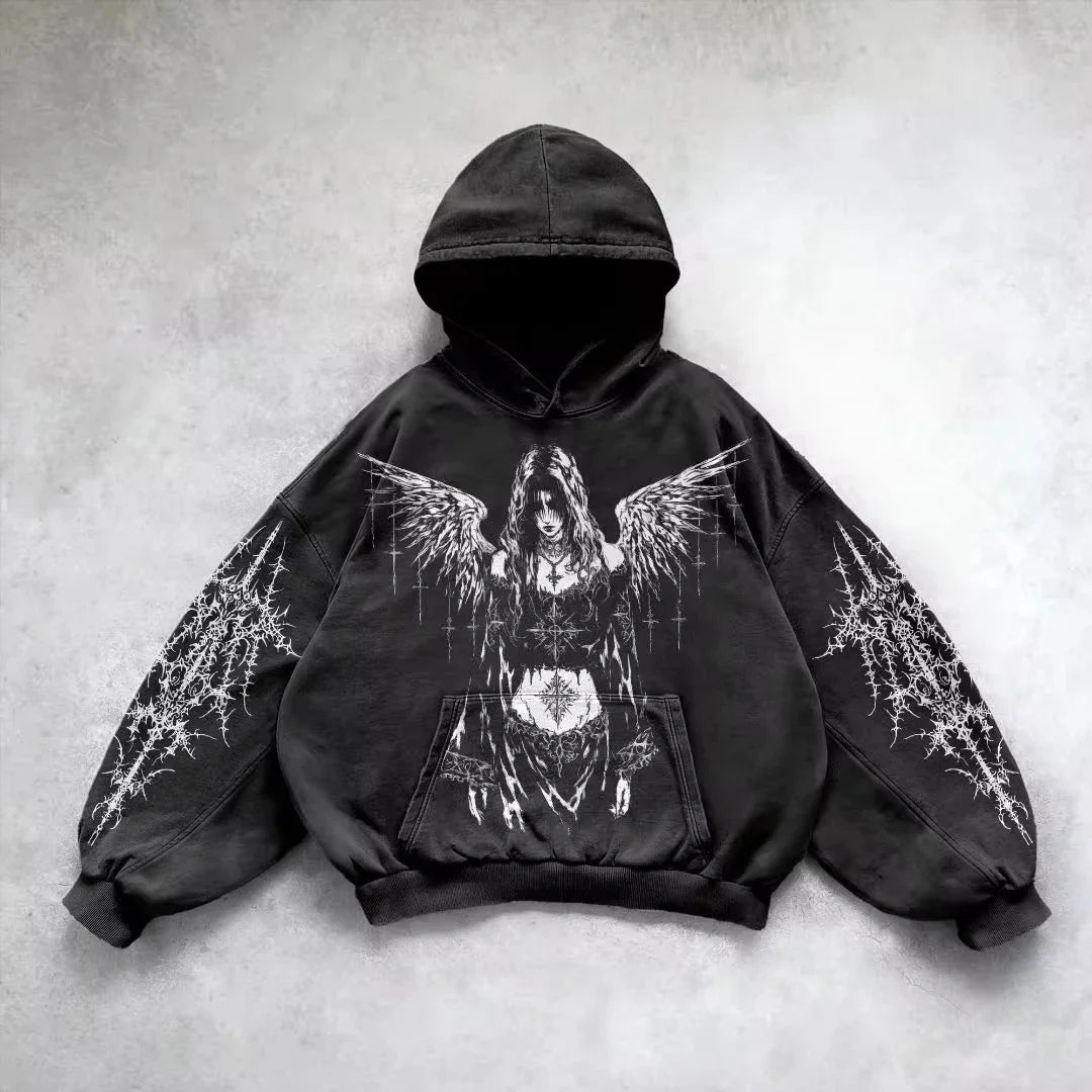 Street Y2K New Stitching Patch Pullover Hoodie Women Harajuku Hip Hop