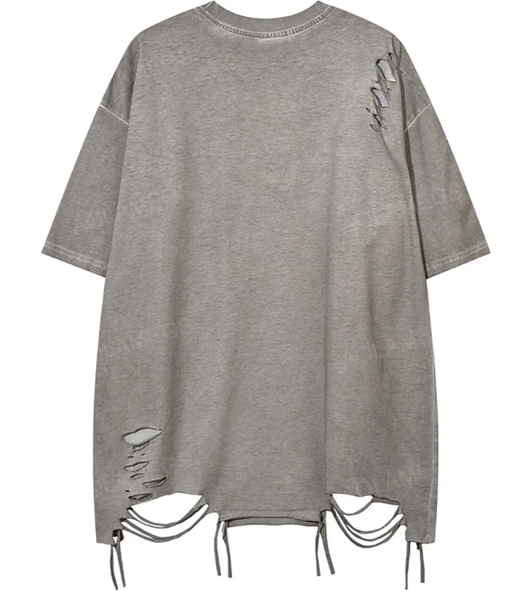 Skatercore Crying angel – Men T Shirts Solid Ripped With Necklace T Shirt Harajuku Vin