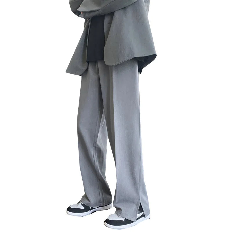 2023 summer new fashion casual trousers men loose straight side men suit pants korean casual pants boutique clothing relaxed fit trousers