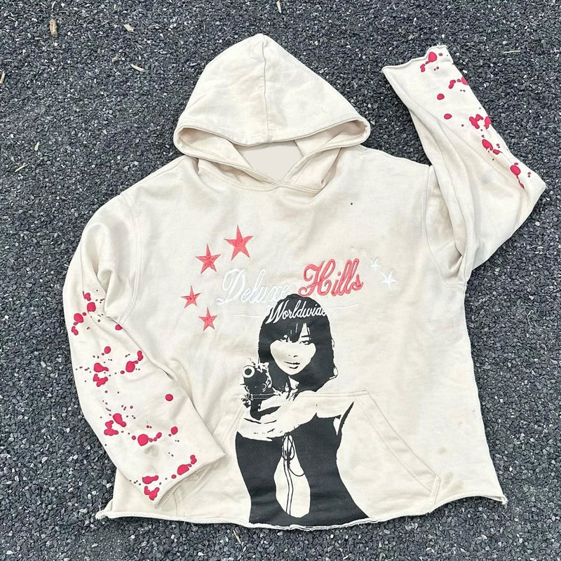 graphic fire pullover hoodie with oversized urban fit, trending menswear style, ideal for men’s fashion and seasonal streetwe