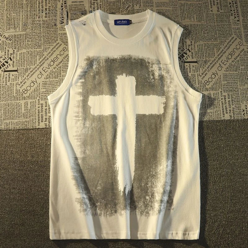 Harajuku Graphic tee – Pure Cotton American Retro Trend Fashion Niche Cross Print L