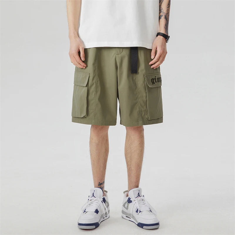 summer new american retro cargo shorts for men casual multi pocket baggy y2k shorts streetwear hip hop embroidery short cargo multi-pocket cargos