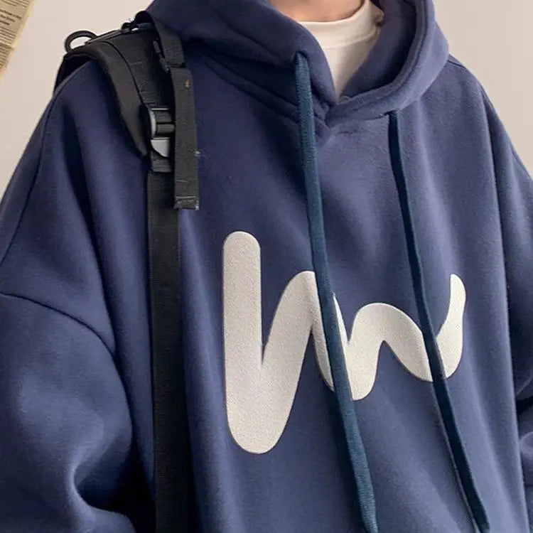 Fashionable Korean personality simple printed hooded sweatshirt for men autumn street Y2K new niche Japanese style boys' hoodie