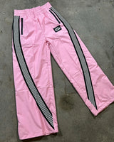 harajuku trend zipper pocket nine point pants striped elastic men casual pants personality hip hop loose sports wide leg pants relaxed fit trousers