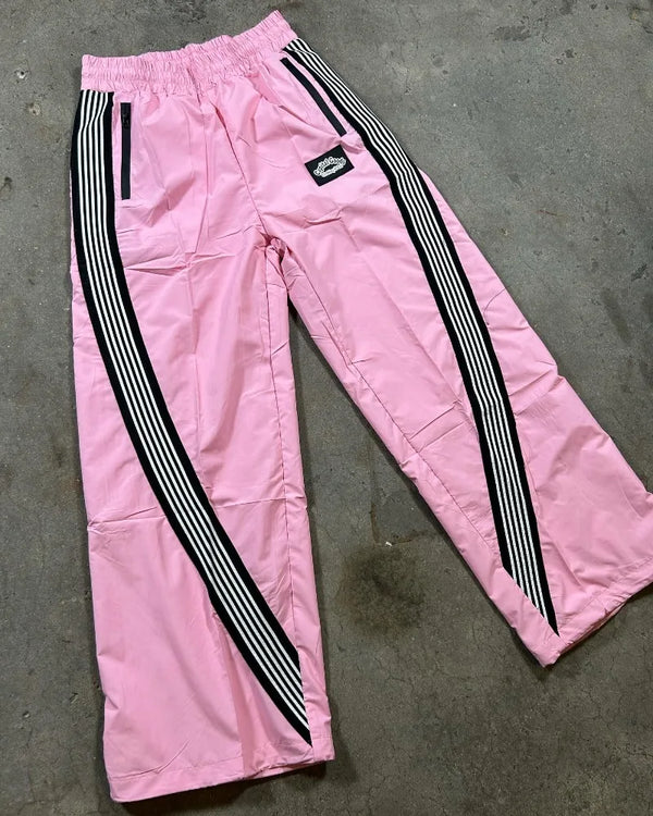 harajuku trend zipper pocket nine point pants striped elastic men casual pants personality hip hop loose sports wide leg pants relaxed fit trousers