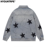 stars graffiti printed denim jackets mens fashion hip hop long sleeve coats outerwear y2k new casual streetwear jeans blue ja - variant style 8048fb for streetwear fashion