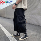rainbowtouches cargo pants big pocket high street fashion hip hop tide card trousers men loose straight pant superior quality unique cargo style 867