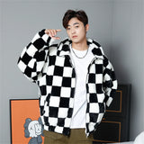 Abcvan Snaki 2023 New High Quality Black and White Plaid Rabbit Hair Cotton Coat Men's and Women's Coat