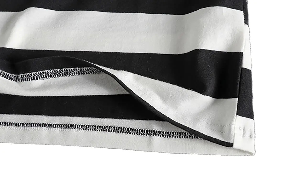 Trapwear Graphic tee – Summer Striped Polo T Shirt Mens New Retro Trend Washed Elas