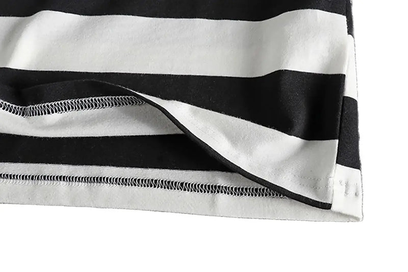 Trapwear Graphic tee – Summer Striped Polo T Shirt Mens New Retro Trend Washed Elas