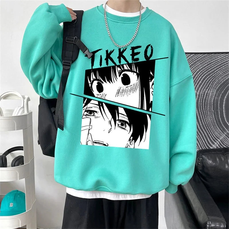 Autumn Japanese Anime Fashion Men Sweatshirt Graphic Fleece Y2K Clothes