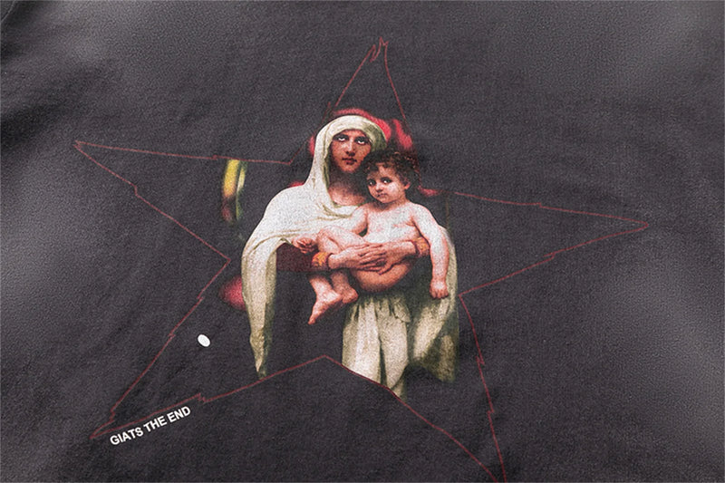 90s Summer Vintage Style Pentagram printed washed vintage Retro Quality short sleeved T-shirt Tops For Men