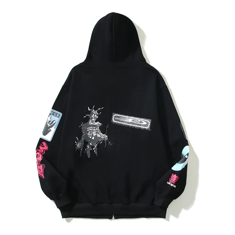 Cactus Jack Graffiti Pure Zip Up Hooded Jackets Mens Cardigan Fleece S