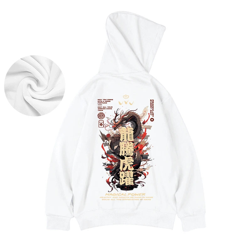 Chinese Dragon Graphic Printed Hoodies Men Streetwear Hip Hop Clothing Y2K Fleece Sweatshirts 2024 New Oversized Pullover Hoody