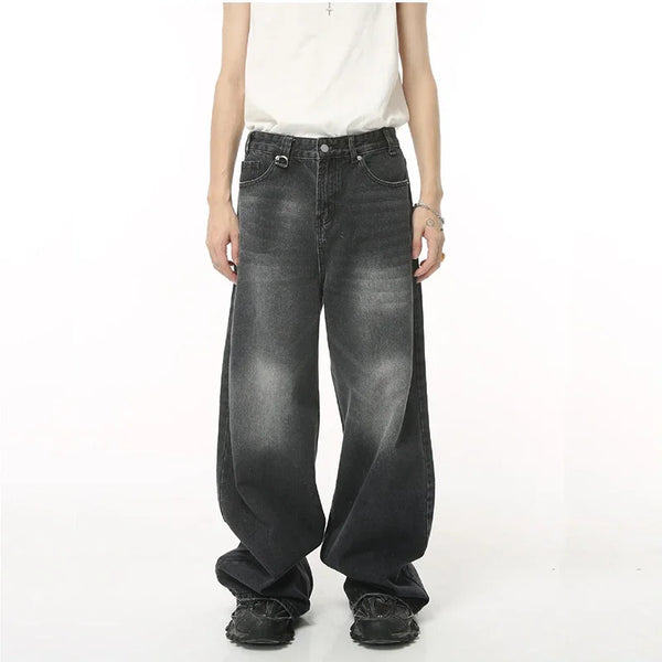 streetwear vintage y2k men s jeans black baggy trousers new wide leg denim pants hip hop harajuku distressed straight pants denim street jeans