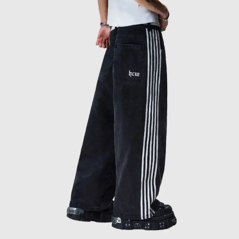 harajuku y2k baggy jeans high quality embroidered striped sweatpants men women hip hop streetwear casual wide leg denim pants unique joggers style 281