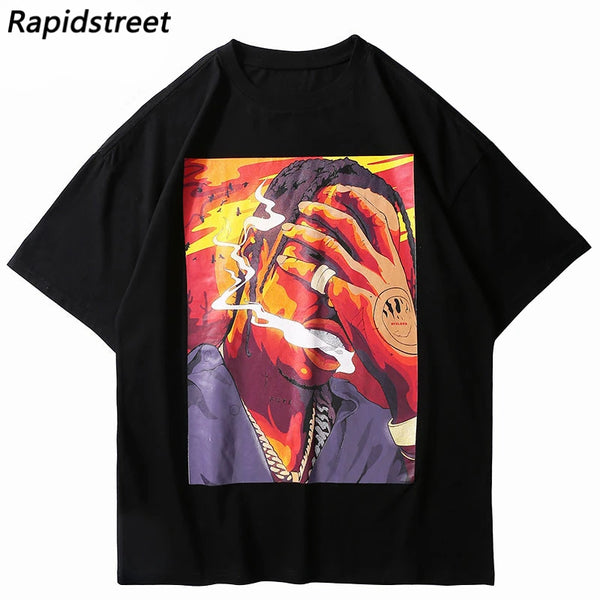 Vaporwave Graphic tee – 2023 Harajuku T Shirt Cartoon Japanese Anime Funny Graphic T