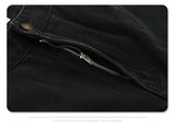Washed and worn multi-pocket cargo jeans