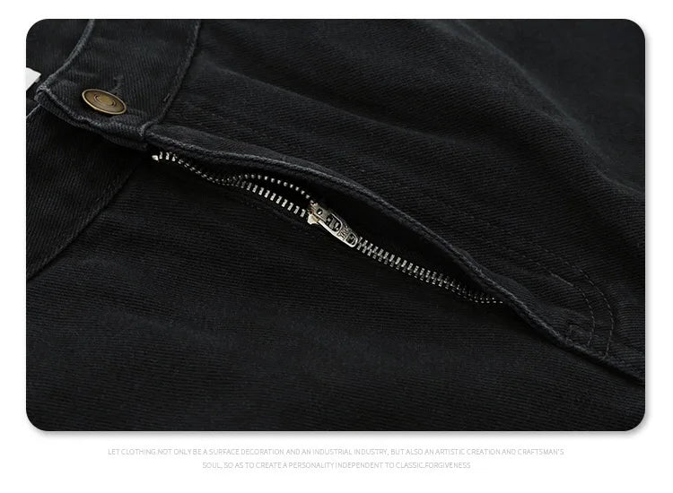 Washed and worn multi-pocket cargo jeans
