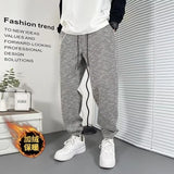 drawstring striped haren chic pants korean trend temperament spring autumn fashion loose waist versatile sweatpants mens cloth urban active pants