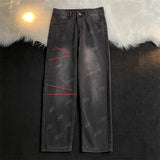 jeans mens spring and autumn retro casual straight leg pants design wide leg long pants cargo pants men unique cargo style 4126