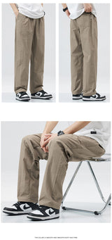 2024 new linen straight baggy pants for men summer breathable wide leg trousers y2k streetwear drawstring gym pantalones hombre unique default style 3280