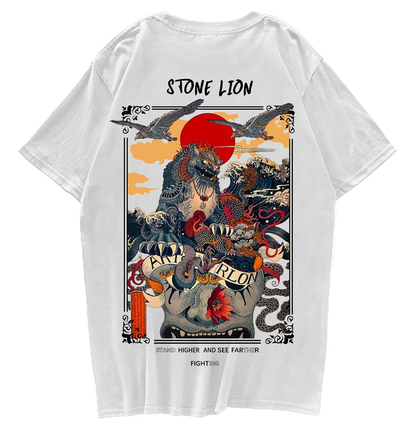 Streetwear t-shirt featuring vaporwave futuristic prints and grunge influence, soft feel and easy drape, designed for expressive alternative looks and comfort.
