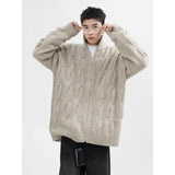 Autumn and Winter American New Style Men and Women Trendy Personalized Stand up Collar Knitted Shirt Couple Loose Retro Simple