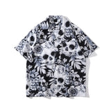 Dark Icon Skeleton Floral Men's Shirt Summer Vintage Shirts for Men Male Top