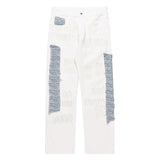 irregular sewing scratched patchwork denim jeans men casual straight biker zipper trousers streetwear hip hop jean pants joggers casual joggers
