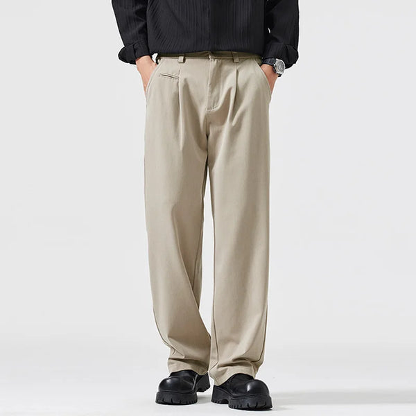 simple casual pants mens spring autumn loose fashion straight wide leg plus size pants cityboy streetwear trousers clean everyday pants