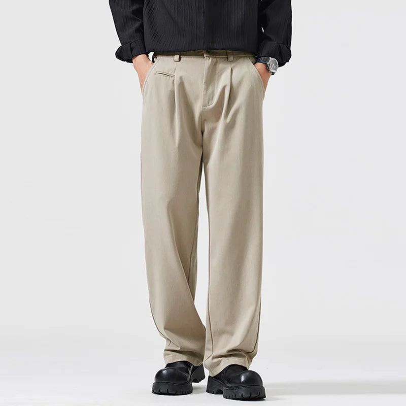 simple casual pants mens spring autumn loose fashion straight wide leg plus size pants cityboy streetwear trousers clean everyday pants