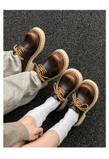 High Street Big Toe Leather Designer Shoes Men Women Streetwear Fashion Hip Hop Vintage Lightweight Casual Increase Derby Shoes