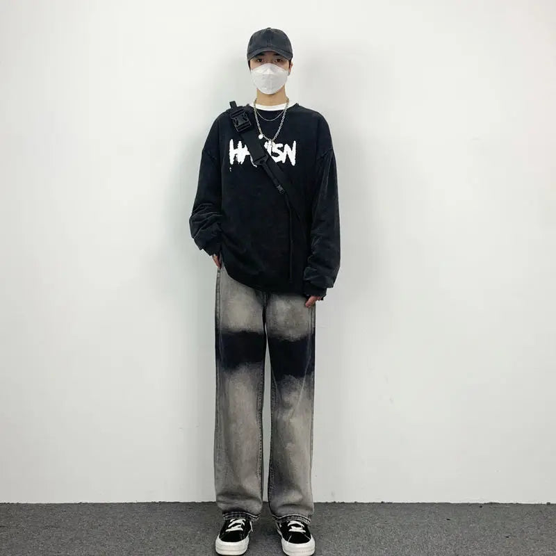 2023 autumn new light luxury fashion wide leg jeans all match slim fit loose straight trousers fine boutique decoration unique jeans style 3855