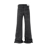 american tie dyed washed flared jeans european and american streetwear ripple design mens trendy distressed flare denim pants unique jeans style 464