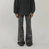 american tie dyed washed flared jeans european and american streetwear ripple design mens trendy distressed flare denim pants unique jeans style 465