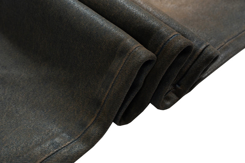 Oil Wax Coating Distressed Silhouette Jeans for Men and Women Washed Streetwear Baggy Denim Trousers Oversized Ropa Hombre Cargo