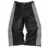 gothic embroidered wide leg denim pants high street streetwear harajuku retro hip hop mens jeans y2k black striped baggy jeans vintage washed jeans