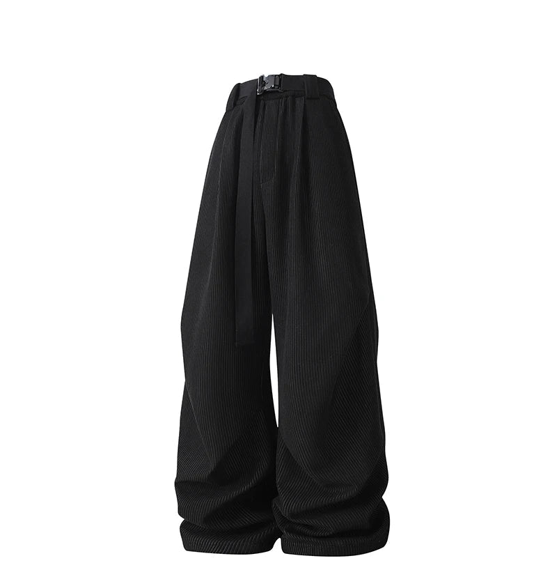 winter mens wide leg straight sweatpants korean fashion warm fleece track pants male casual thermal trousers with long belt unique joggers style 1091