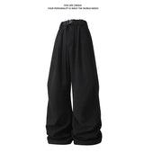 winter mens wide leg straight sweatpants korean fashion warm fleece track pants male casual thermal trousers with long belt unique joggers style 1091
