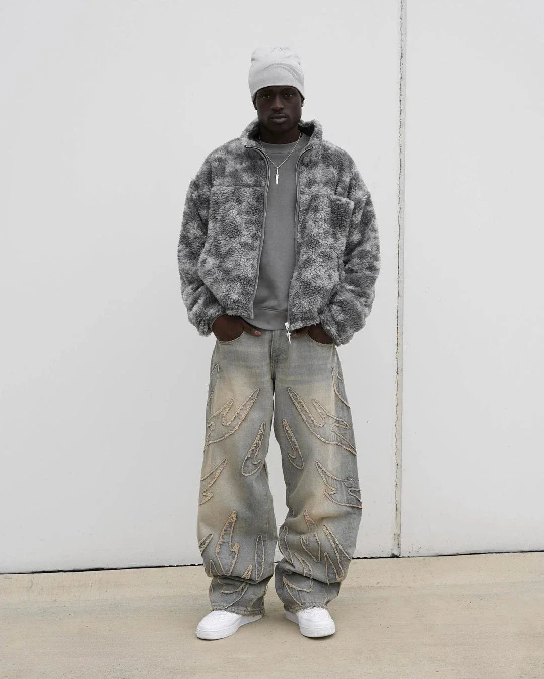 american gothic patchwork raw edge embroidered letter jeans mens street hip hop harajuku high waisted wide leg pants womens unique jeans style 1799