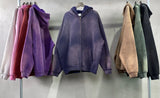 cyberpunk melting smiley featuring mens oversize long sleeve washed double zipper cardigan hoodies loose plus plush gradient womens hooded pullovers winter